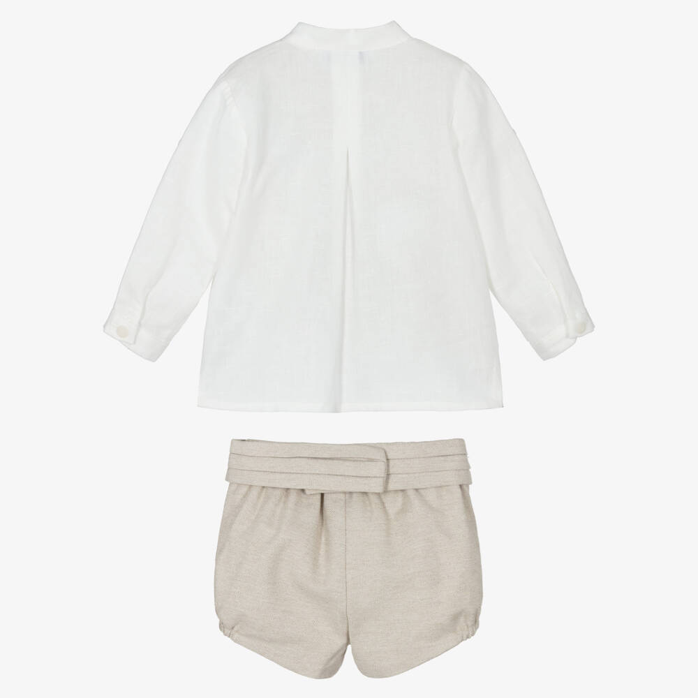 Miranda-Ivory And Beige Short Set | Childrensalon Outlet