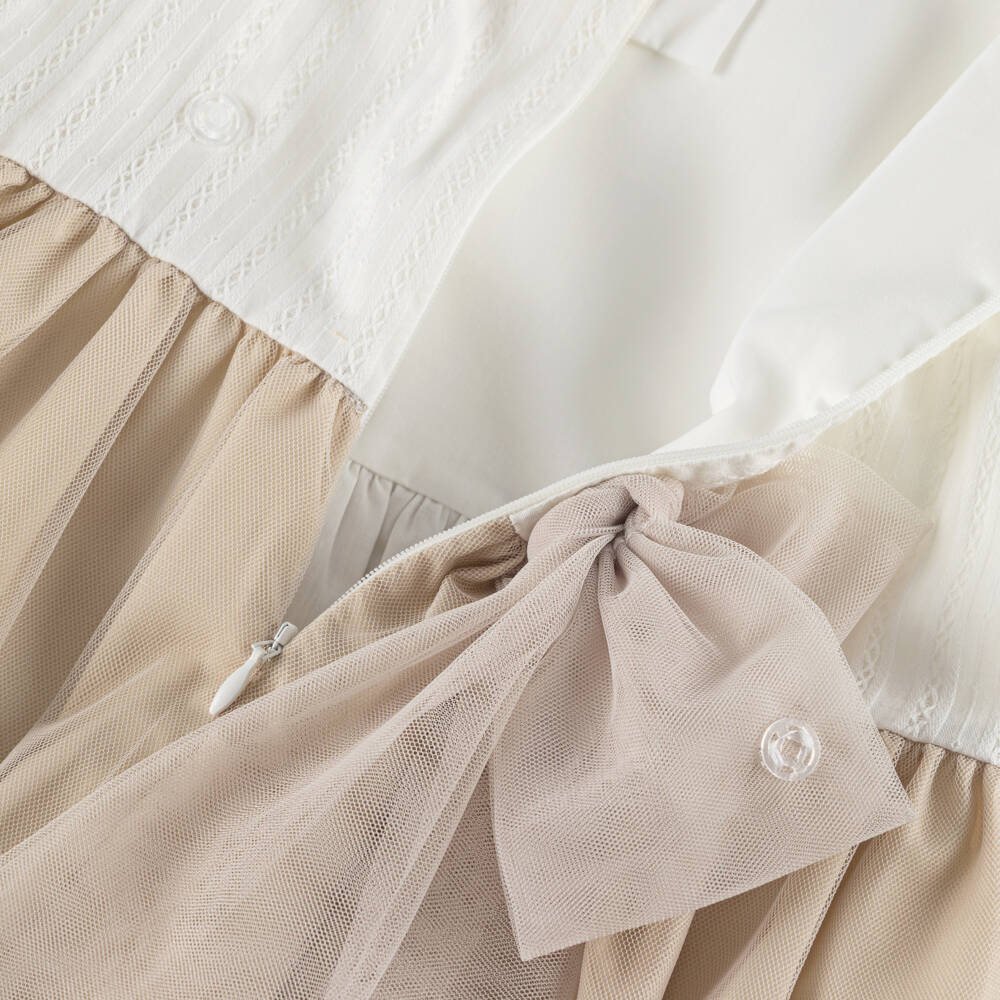Miranda-Ivory And Beige Tulle Dress | Childrensalon Outlet