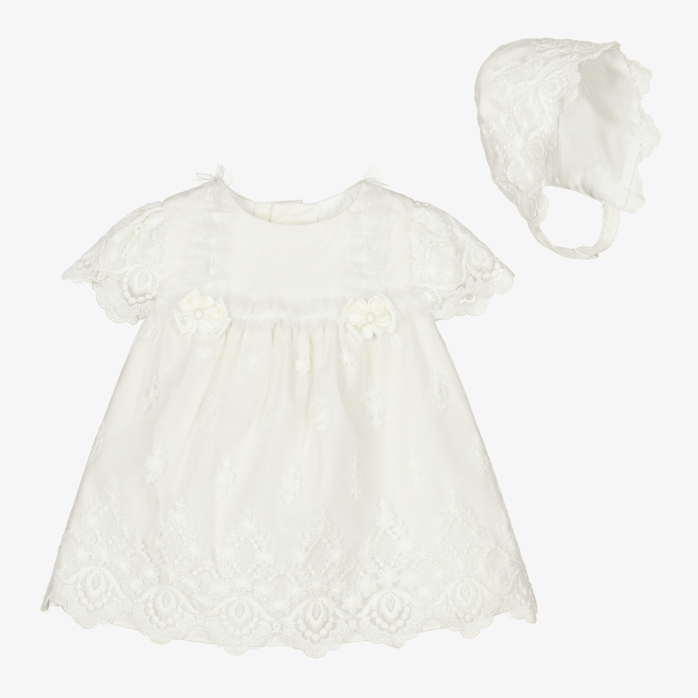 Miranda - Ivory Lace Baby Dress Set | Childrensalon