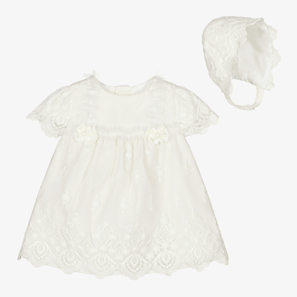 Miranda - Ensemble robe ivoire à dentelle | Childrensalon