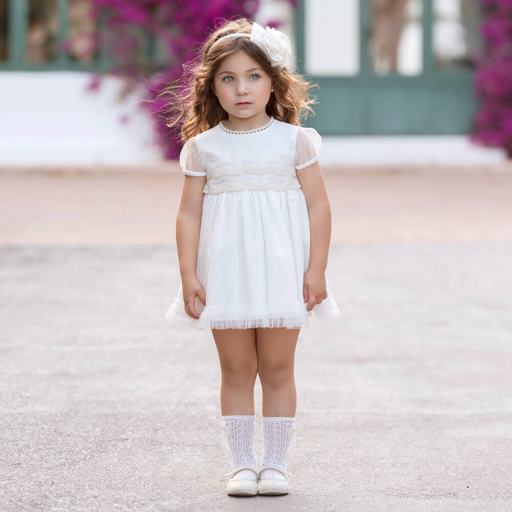 Miranda-فستان عاجي من الدانتيل والتول للبنات | Childrensalon Outlet