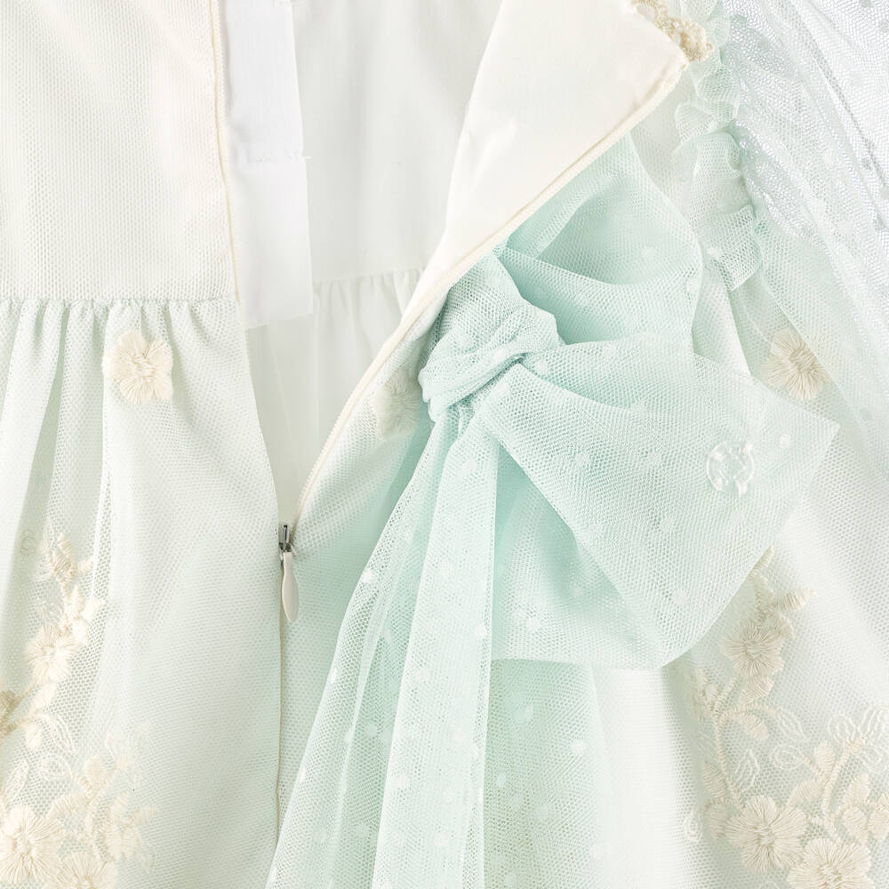 Miranda-Mint Green And Lace Tulle Dress | Childrensalon Outlet