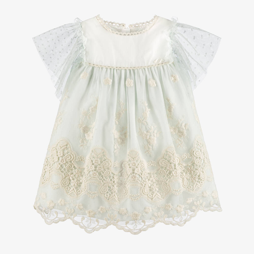 Miranda-Mint Green And Lace Tulle Dress | Childrensalon Outlet
