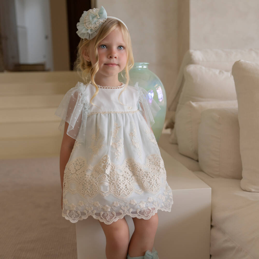 Miranda-Mint Green And Lace Tulle Dress | Childrensalon Outlet