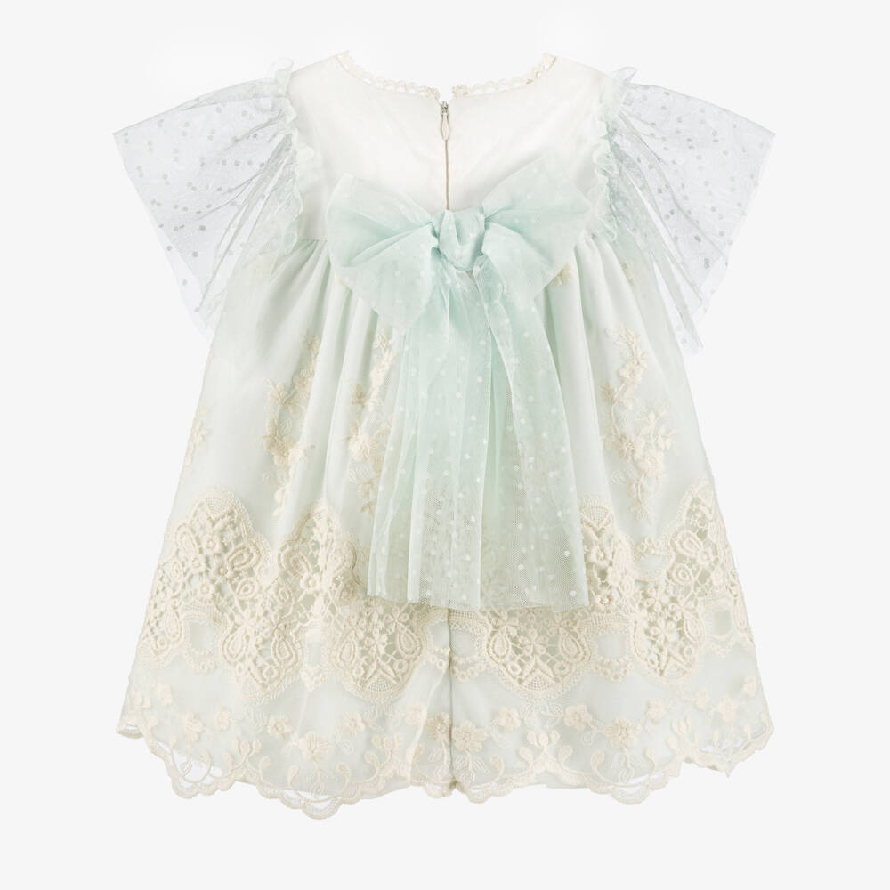Miranda-Mint Green And Lace Tulle Dress | Childrensalon Outlet