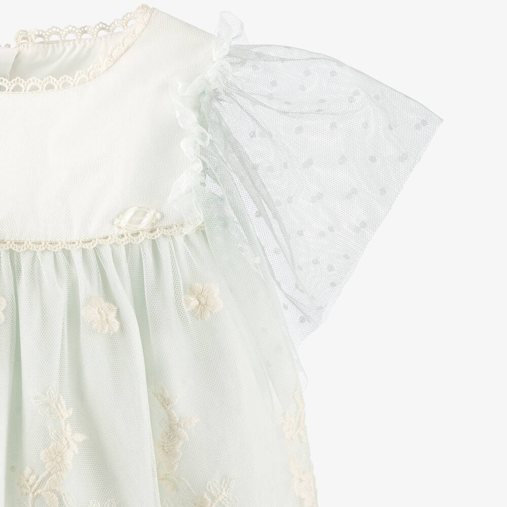 Miranda-Mint Green And Lace Tulle Dress | Childrensalon Outlet