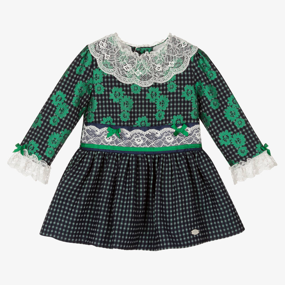 Miranda-Navy Blue & Green Check Dress | Childrensalon Outlet