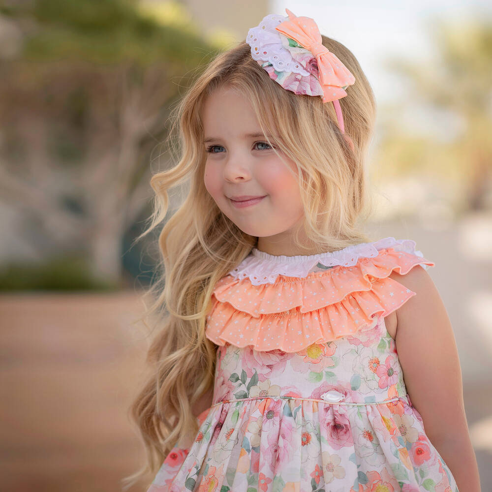Miranda-Оранжево-розовое платье с цветами | Childrensalon Outlet
