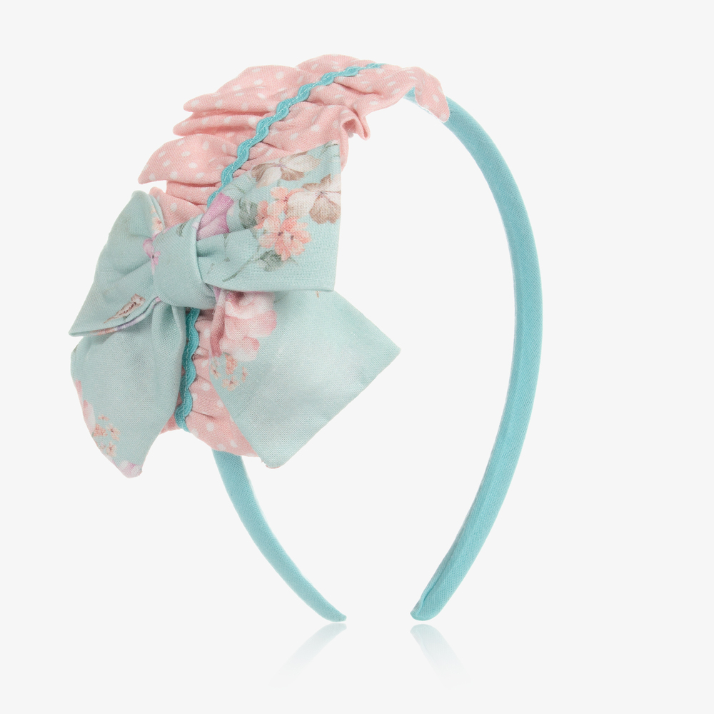 Miranda - Pink & Blue Ruffle Bow Hairband | Childrensalon