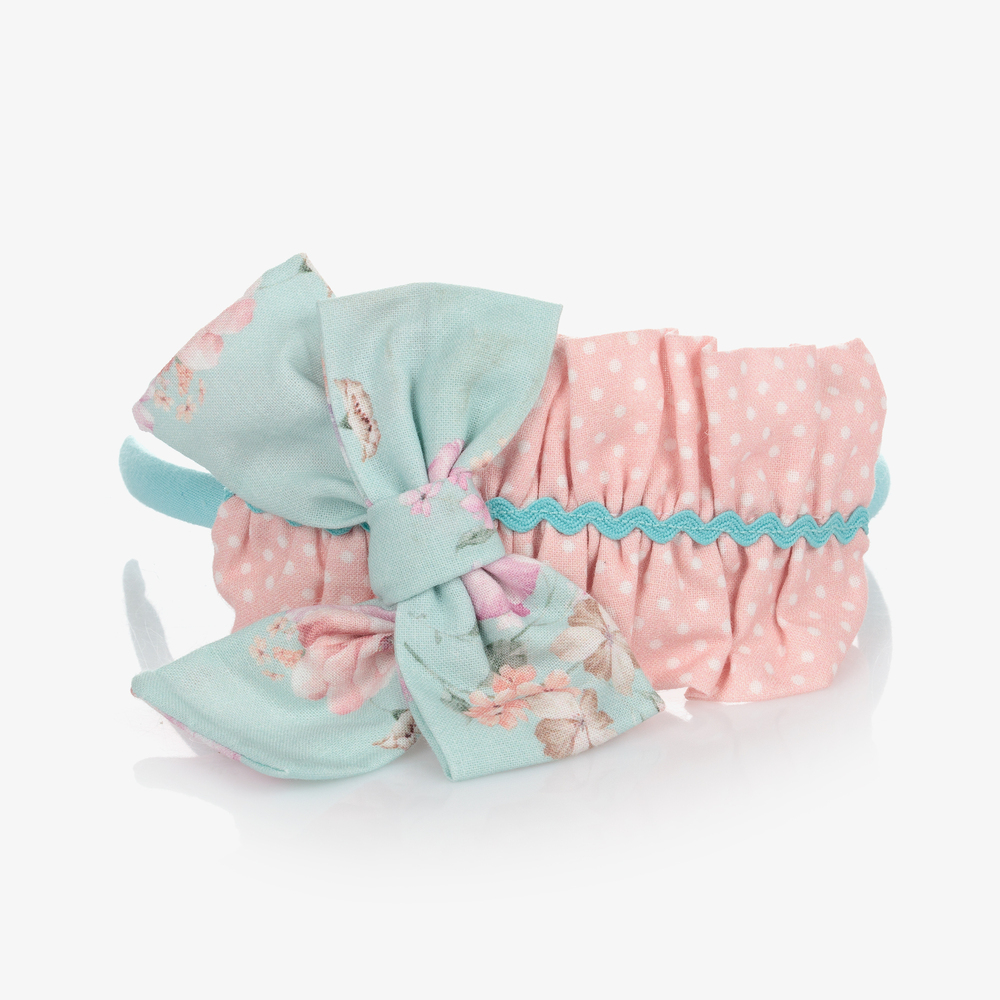 Miranda-Pink & Blue Ruffle Bow Hairband | Childrensalon Outlet