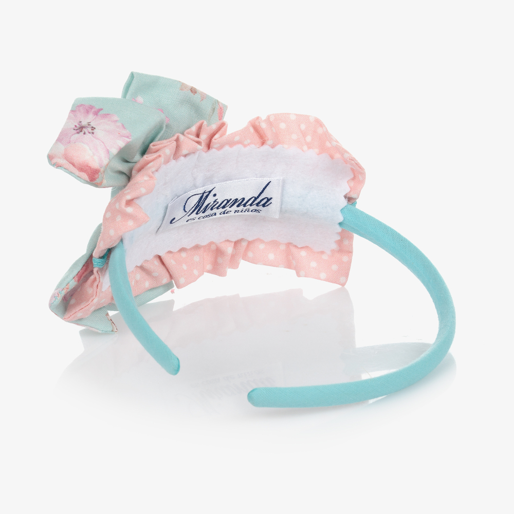 Miranda-Pink & Blue Ruffle Bow Hairband | Childrensalon Outlet