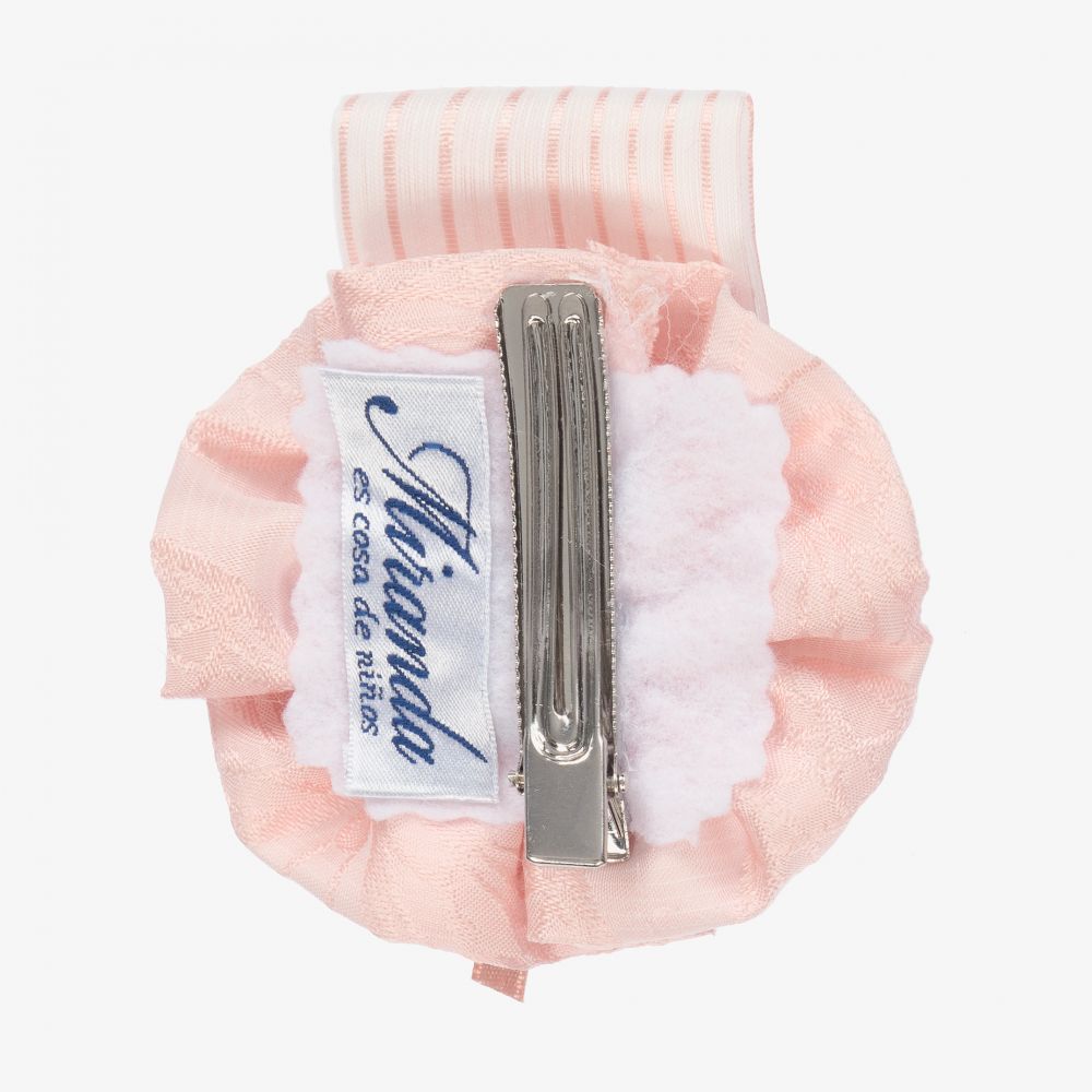 ☆送料・関税込☆INSTANTFUNK★Striped ribbon hair clip★ Miranda - Pink Bow Hair Clip (10cm) | Childrensalon Outlet
