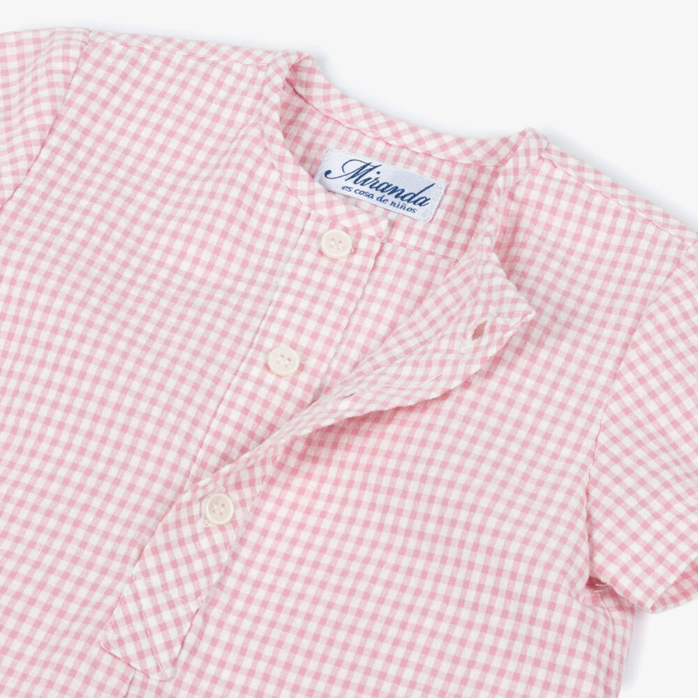 Miranda-Pink Check Shirt And Short Set | Childrensalon Outlet