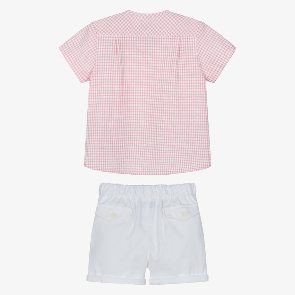 Miranda-Pink Check Shirt And Short Set | Childrensalon Outlet
