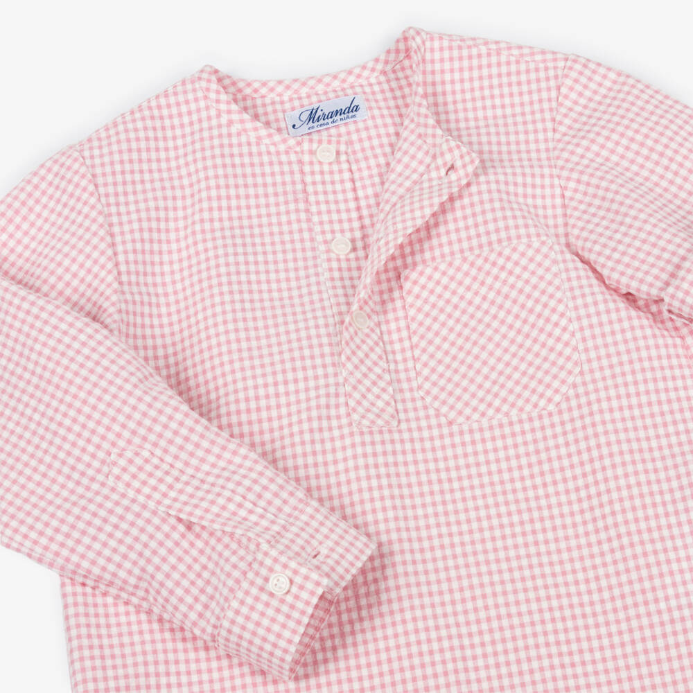 Miranda-Pink Check Shirt And Short Shirtset | Childrensalon Outlet