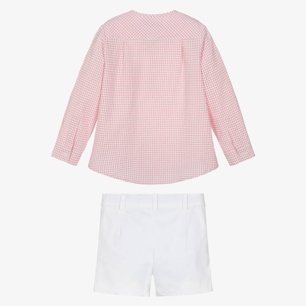 Miranda-Pink Check Shirt And Short Shirtset | Childrensalon Outlet