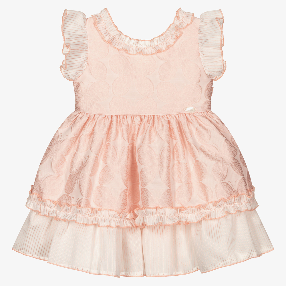 Miranda - Pink Jacquard Butterfly Dress | Childrensalon