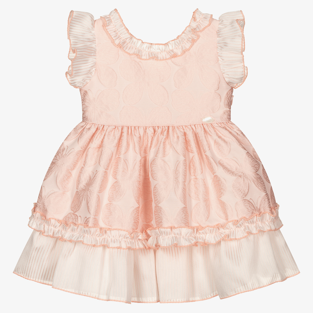 Miranda-Pink Jacquard Butterfly Dress | Childrensalon Outlet