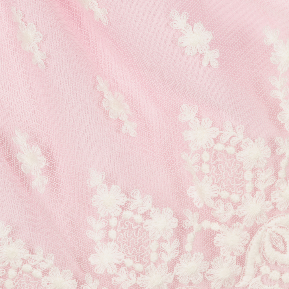 ميراندا-طقم فستان بوبلين مزين بدانتيل لون زهري | Childrensalon Outlet