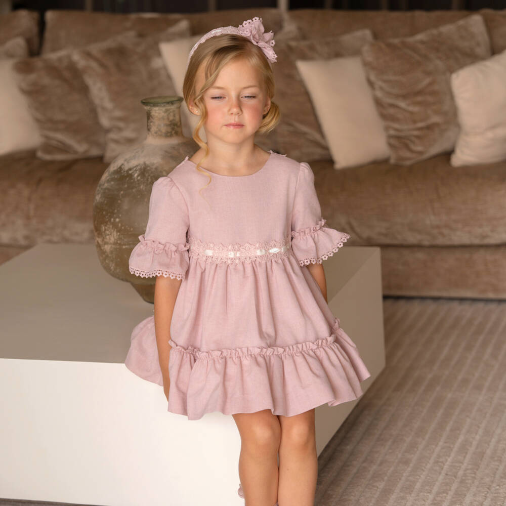 Miranda-Pink Lace Waistband Dress | Childrensalon Outlet