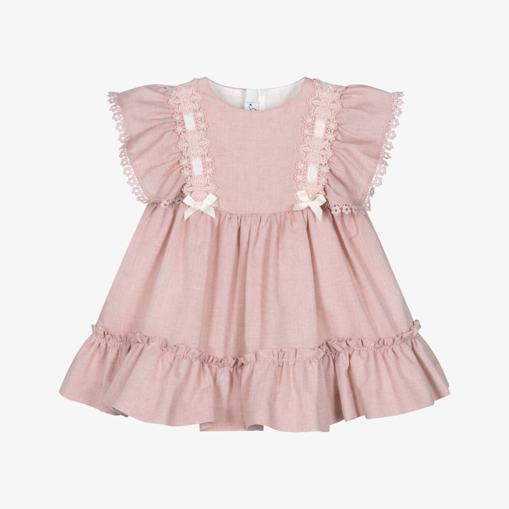 Miranda-Pink Ruffle Sleeves Dress | Childrensalon Outlet