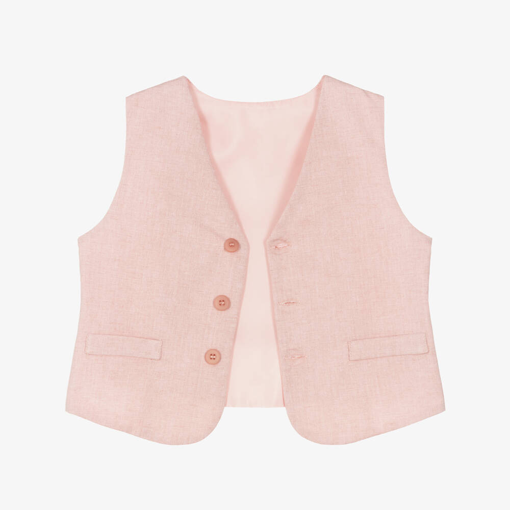 Miranda-Pink Shirt Short Waistcoat Set | Childrensalon Outlet