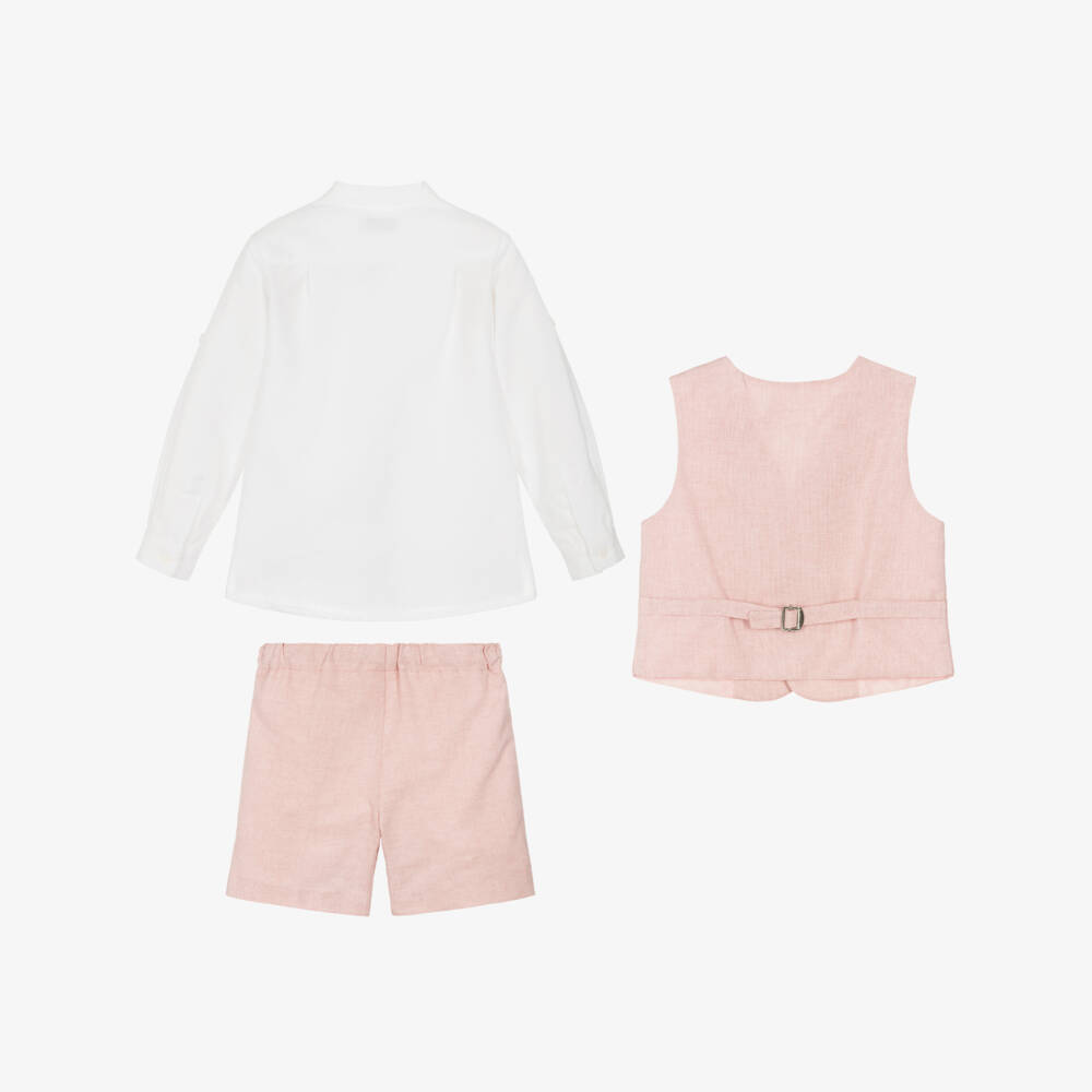 Miranda-Pink Shirt Short Waistcoat Set | Childrensalon Outlet