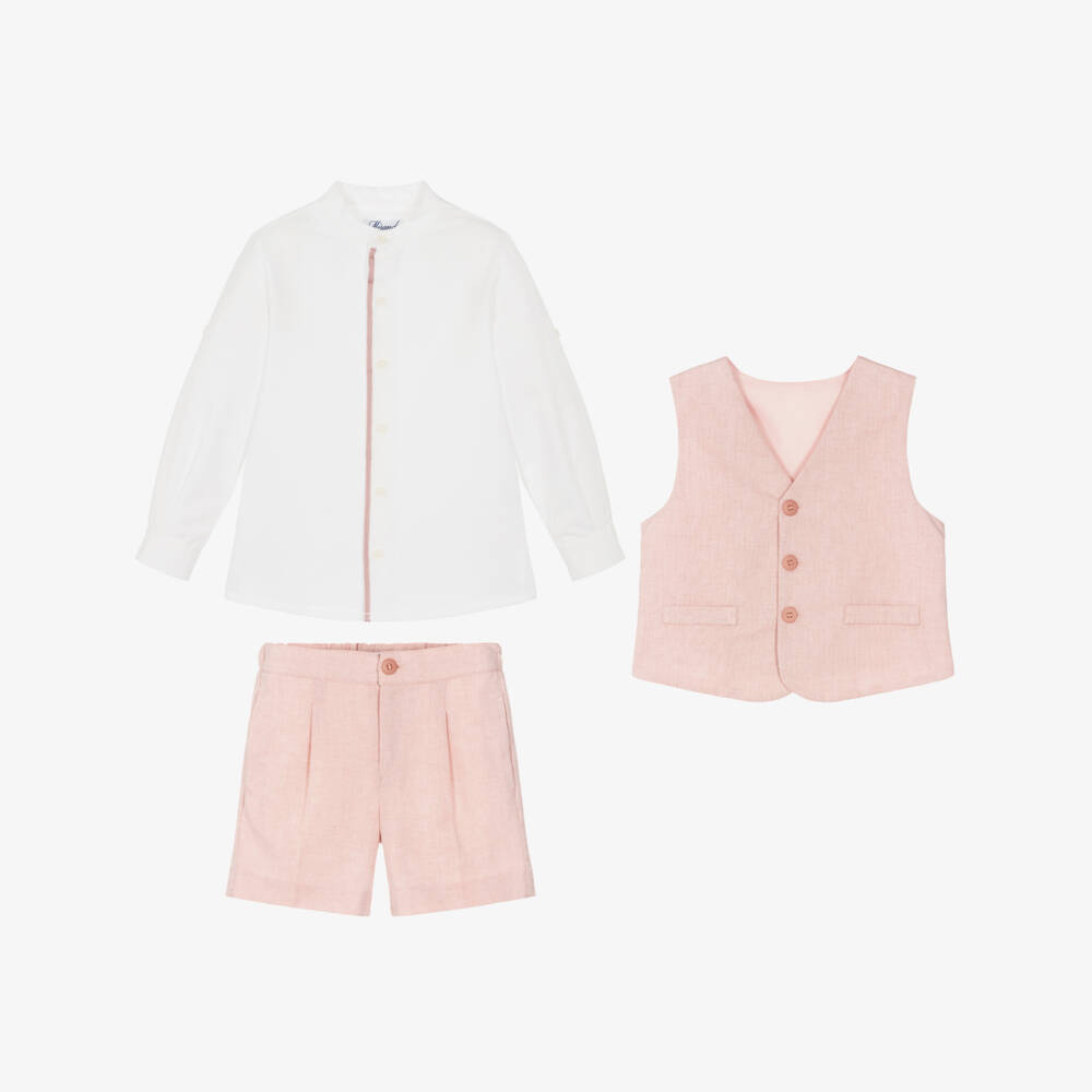 Miranda-Pink Shirt Short Waistcoat Set | Childrensalon Outlet