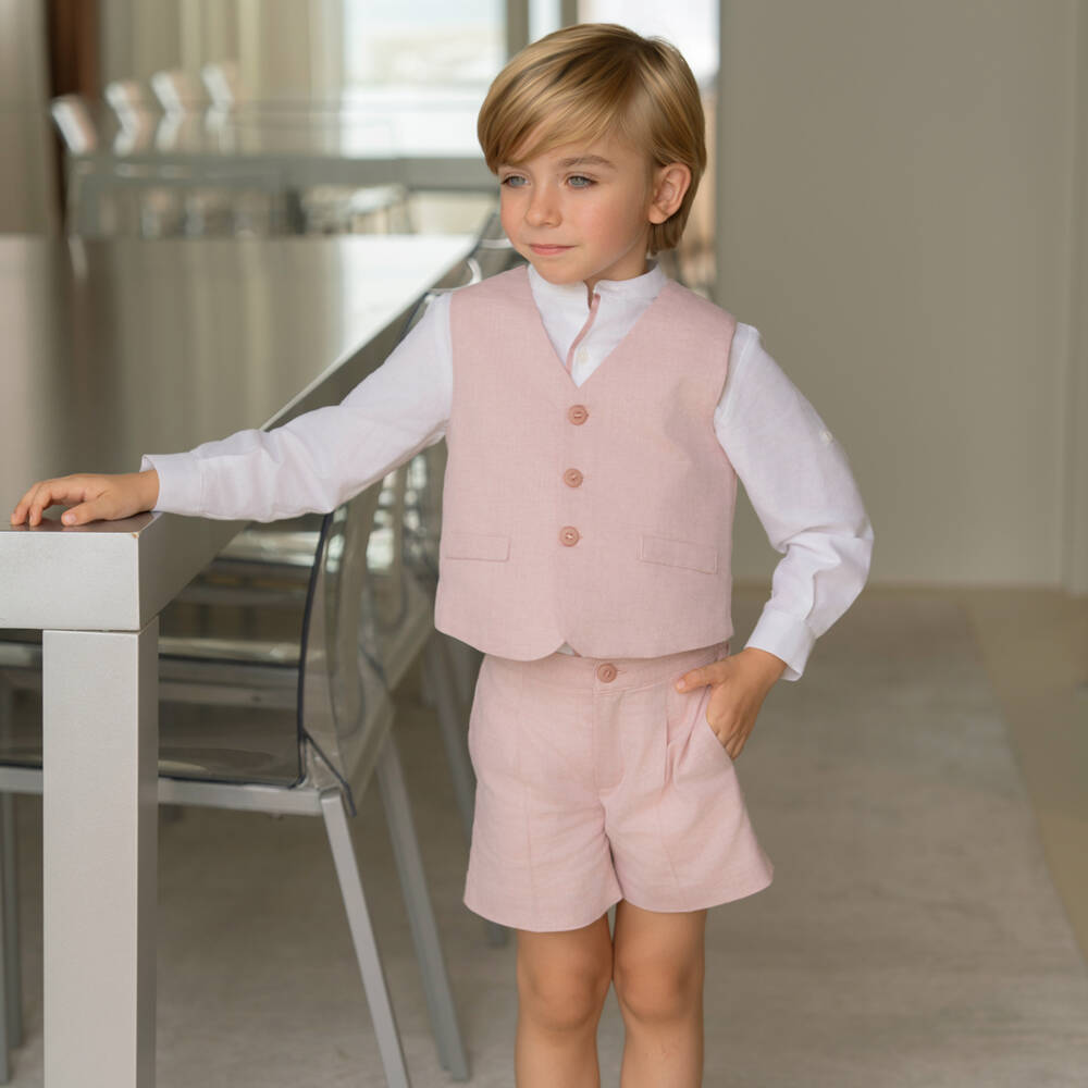 Miranda-Pink Shirt Short Waistcoat Set | Childrensalon Outlet