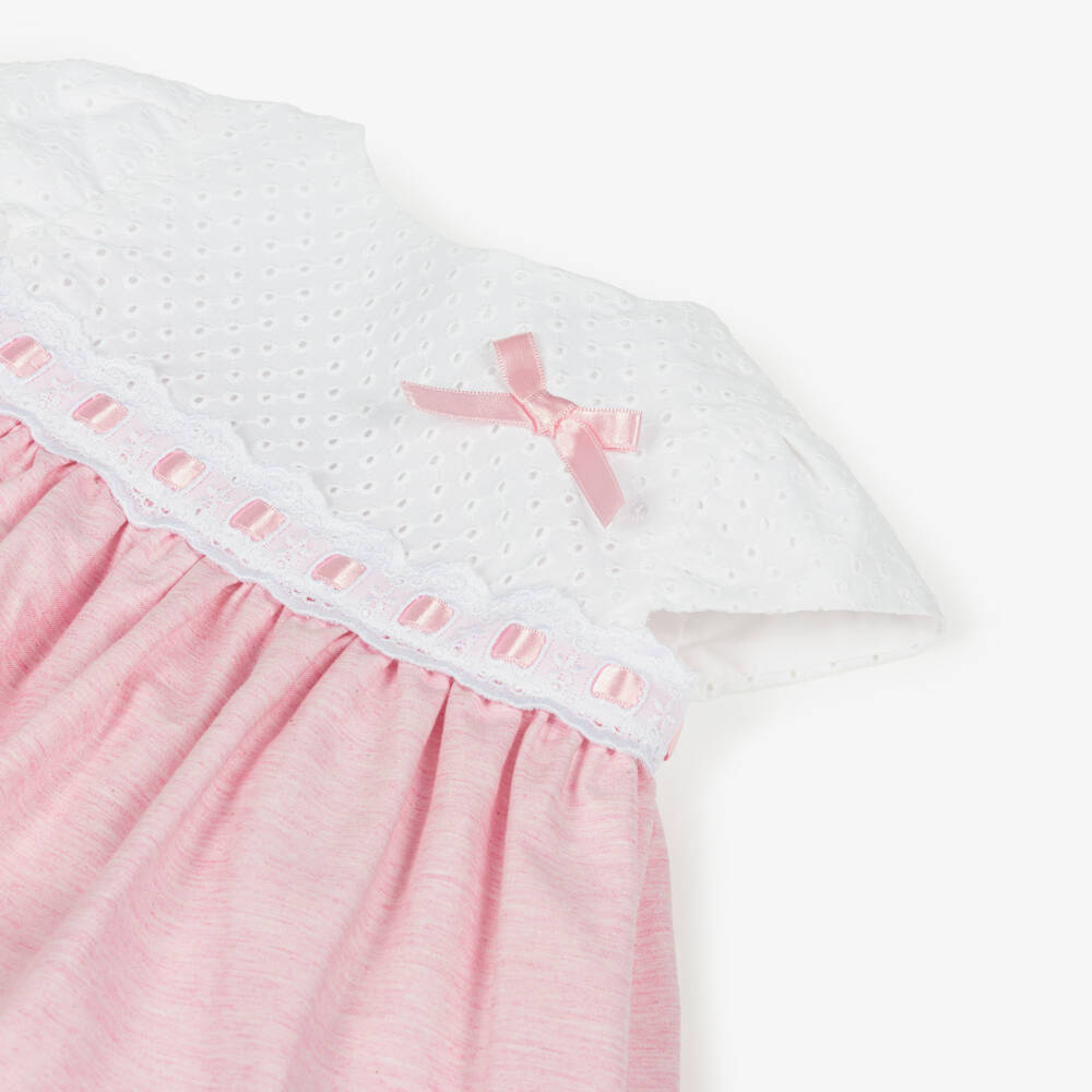 Miranda-Pink & White Embroidered Dress | Childrensalon Outlet
