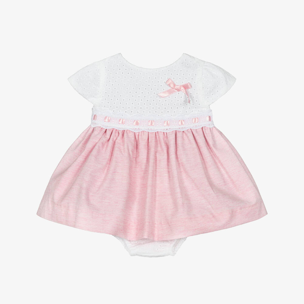 Miranda-Pink & White Embroidered Dress | Childrensalon Outlet