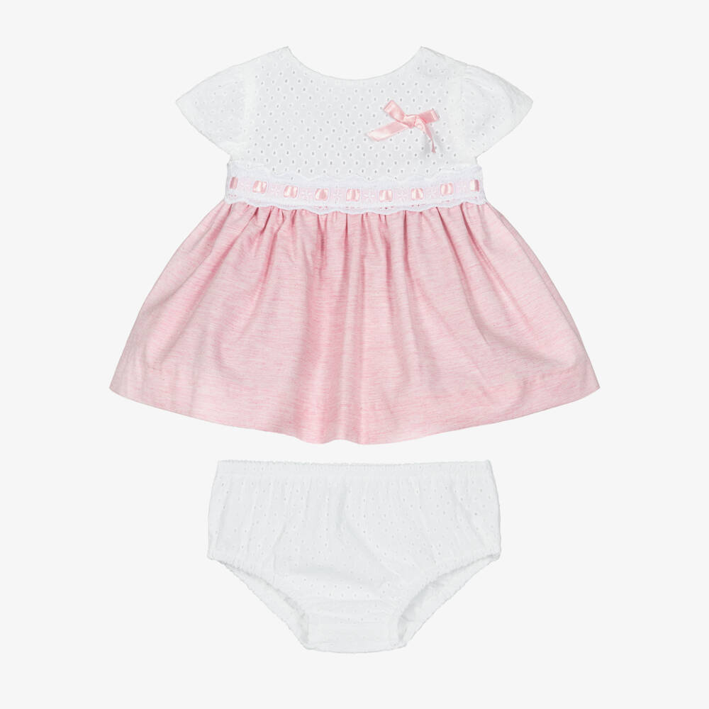 Miranda-Pink & White Embroidered Dress | Childrensalon Outlet