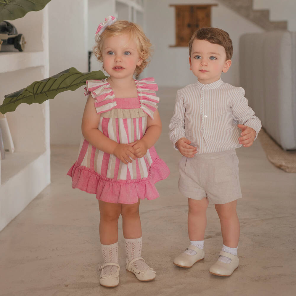Miranda Pink White Striped Dress Childrensalon Outlet