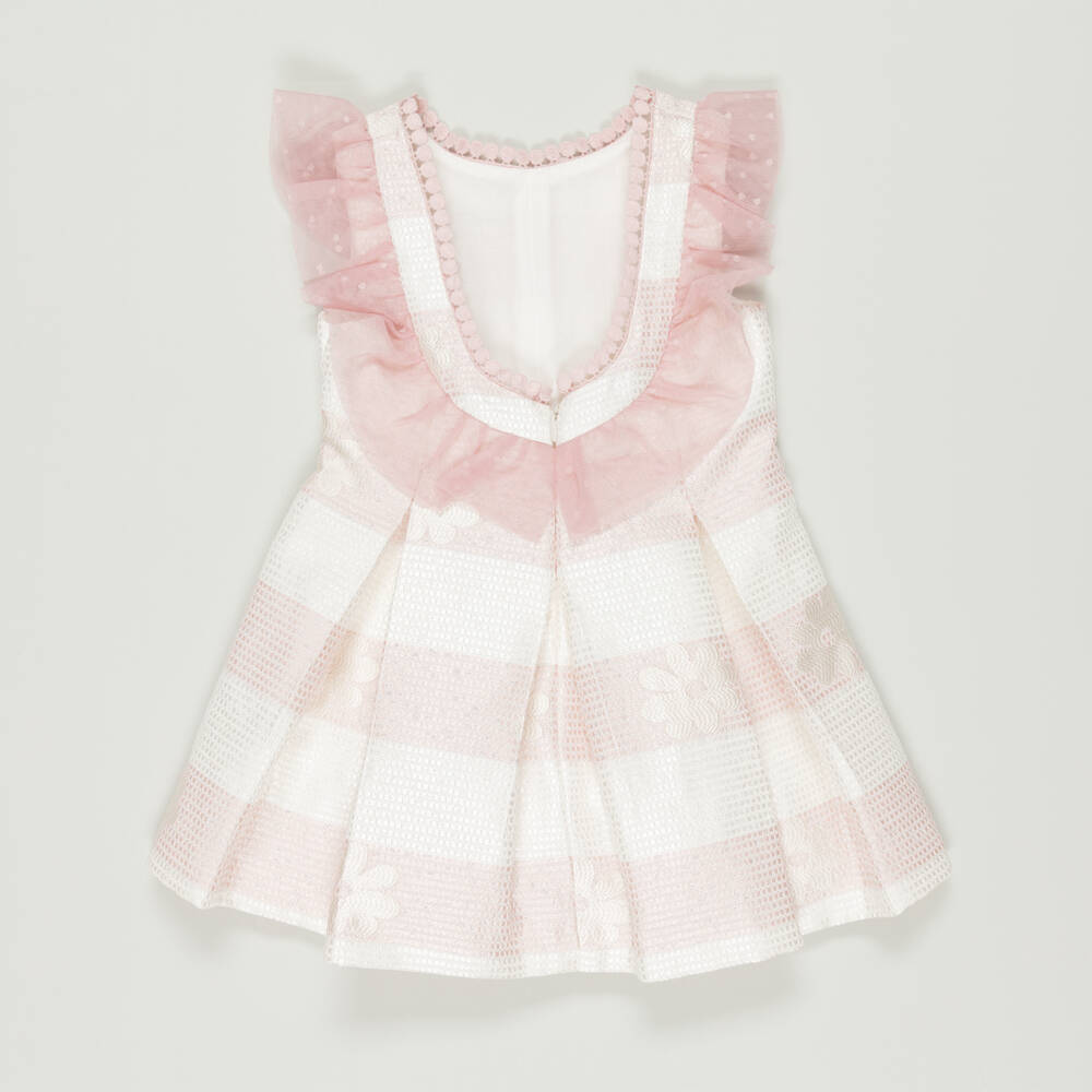 Miranda-Preloved Girls Pink Striped Ruffle Dress (3 years) | Childrensalon Outlet