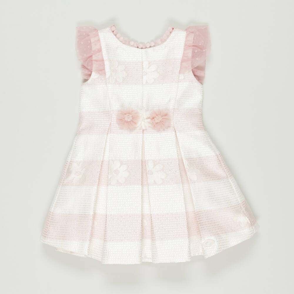 Miranda-Preloved Girls Pink Striped Ruffle Dress (3 years) | Childrensalon Outlet