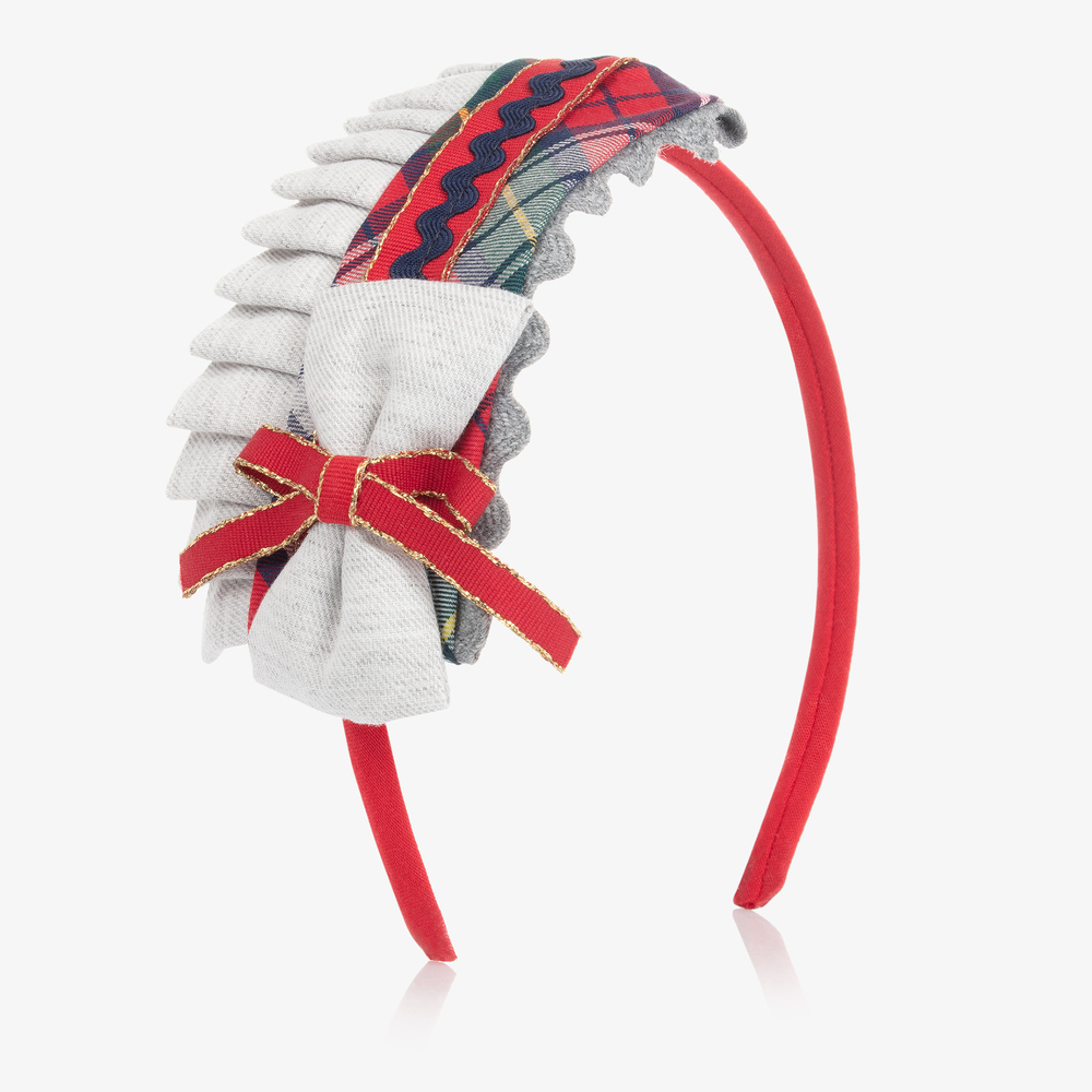 Miranda - Red & Grey Check Hairband | Childrensalon