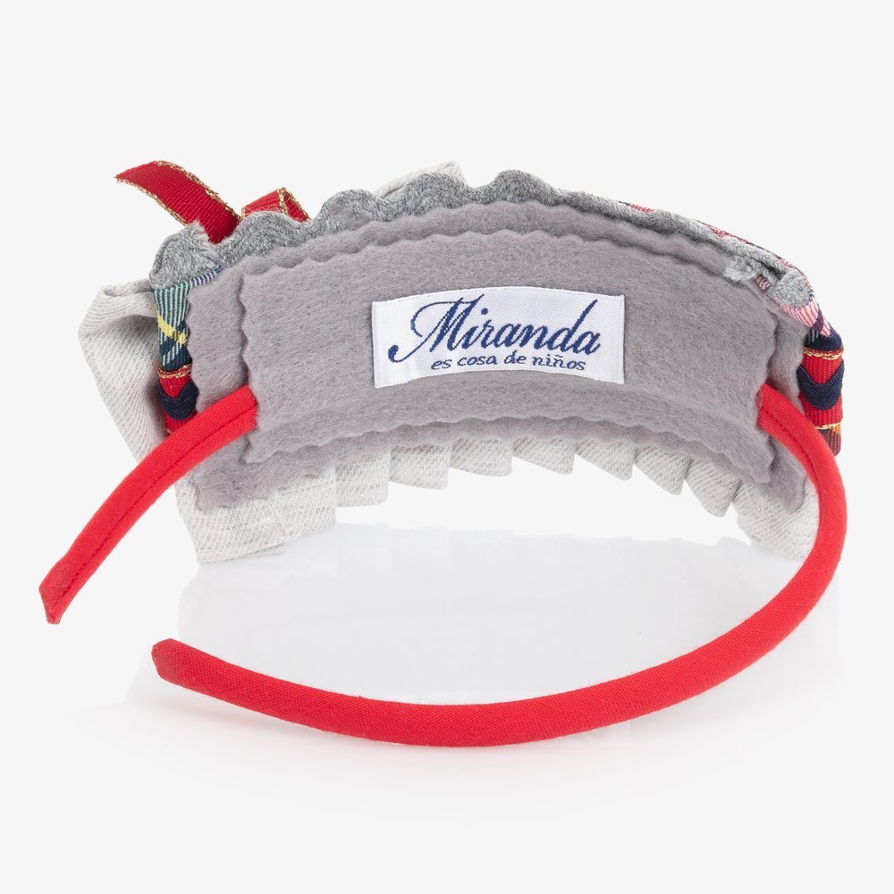 Miranda-طوق للشعر قطن كاروهات لون أحمر ورمادي للبنات | Childrensalon Outlet