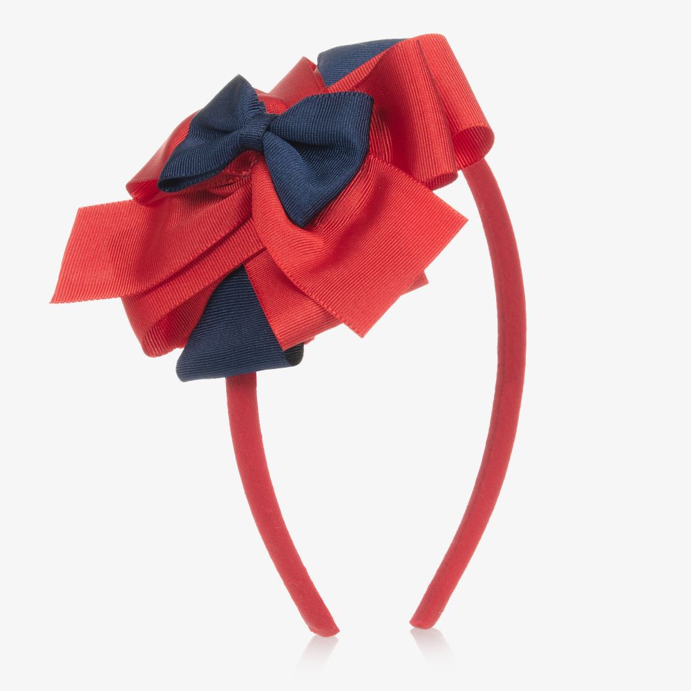 Miranda - Red & Navy Blue Bow Hairband | Childrensalon