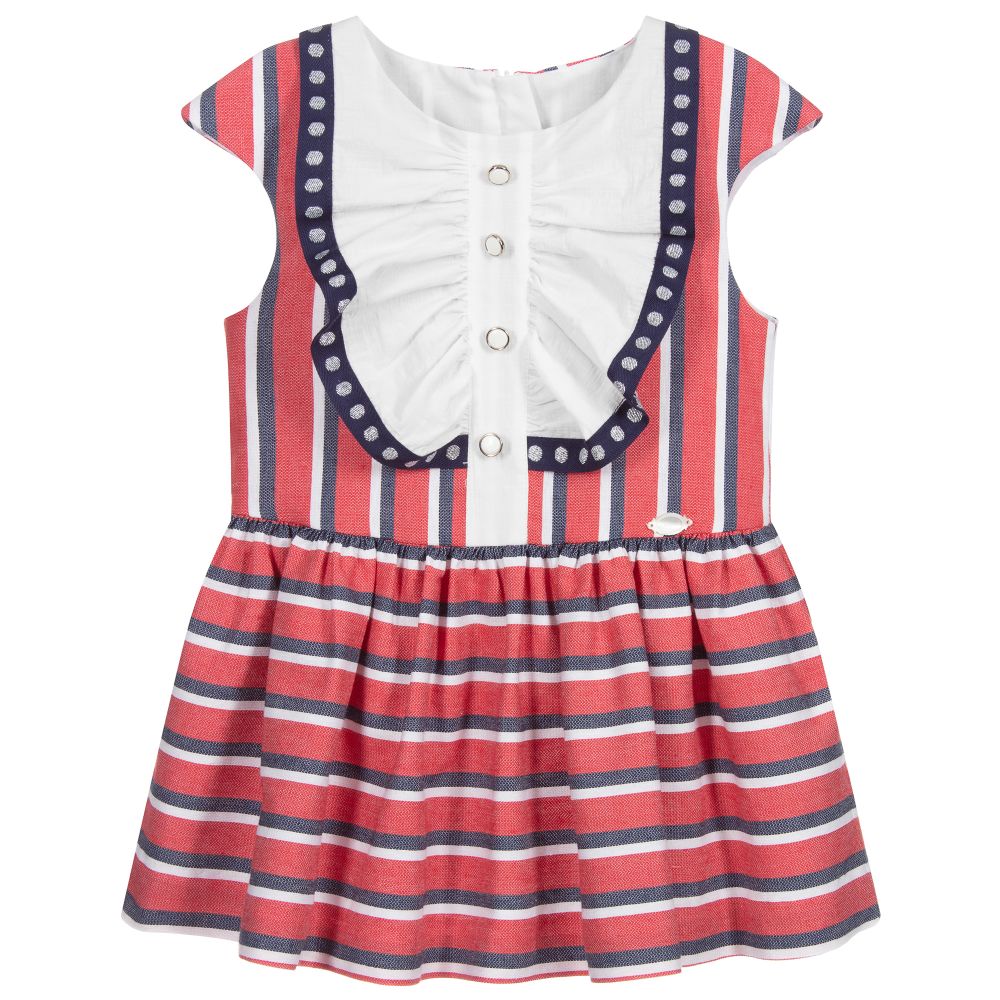 Miranda - Red Striped Cotton Dress | Childrensalon