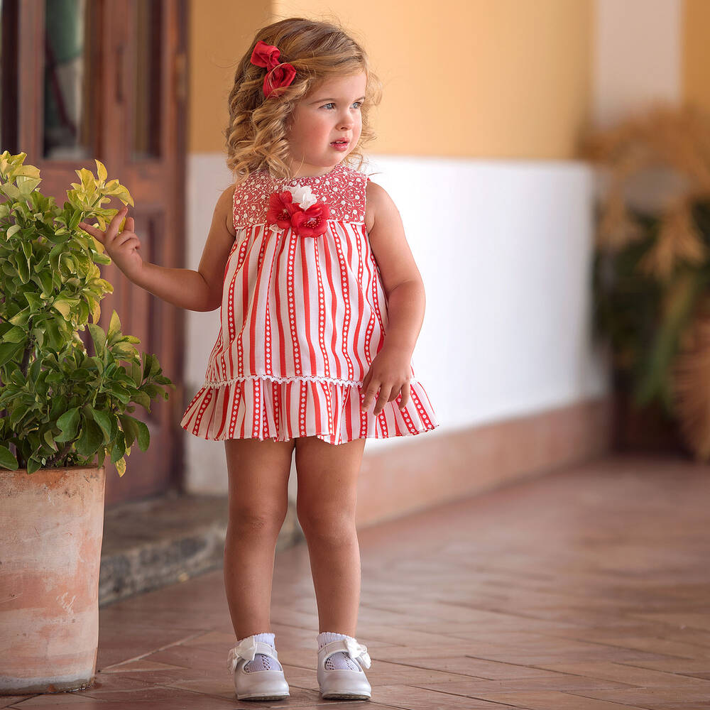 Red and white striped dress on sale