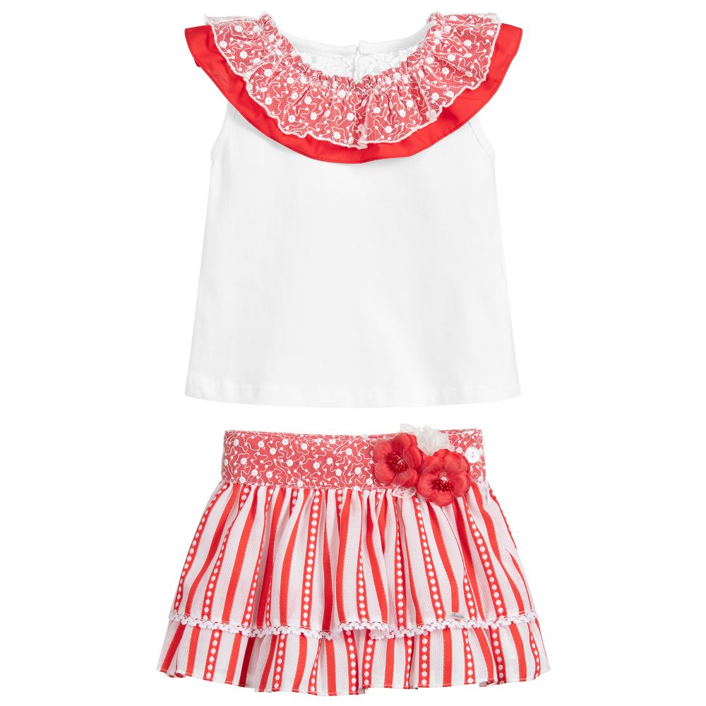 Miranda-Red & White Striped Skirt Set | Childrensalon Outlet