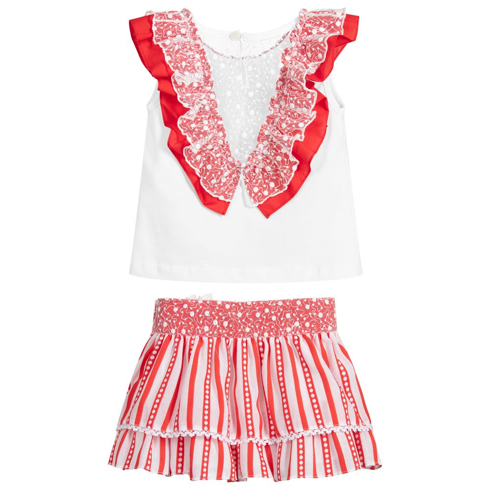 Miranda-Red & White Striped Skirt Set | Childrensalon Outlet