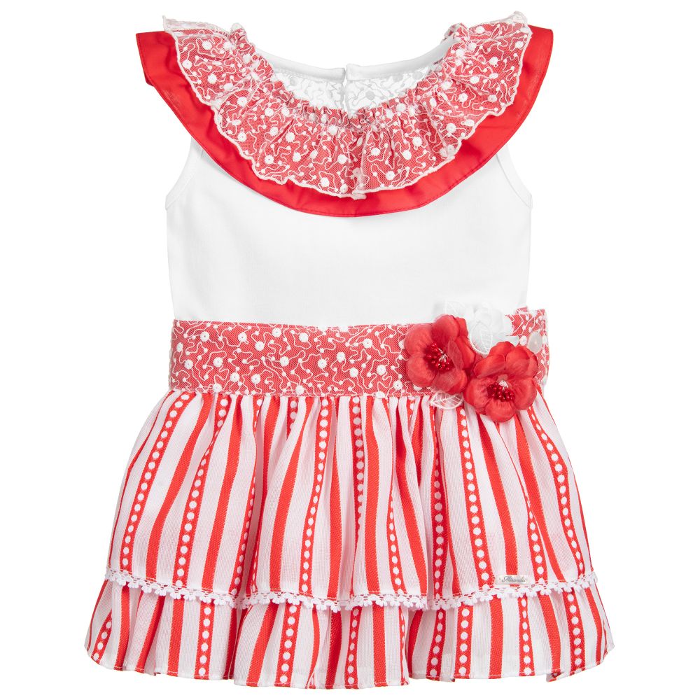 Miranda - Red & White Striped Skirt Set | Childrensalon