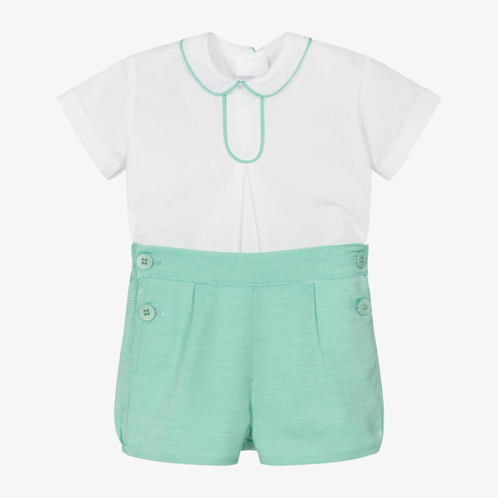 Miranda-White And Green Short Set | Childrensalon Outlet