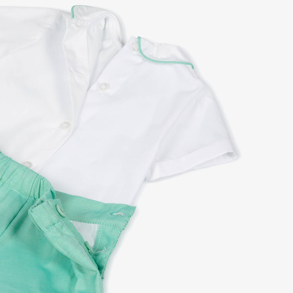 Miranda-White And Green Short Set | Childrensalon Outlet