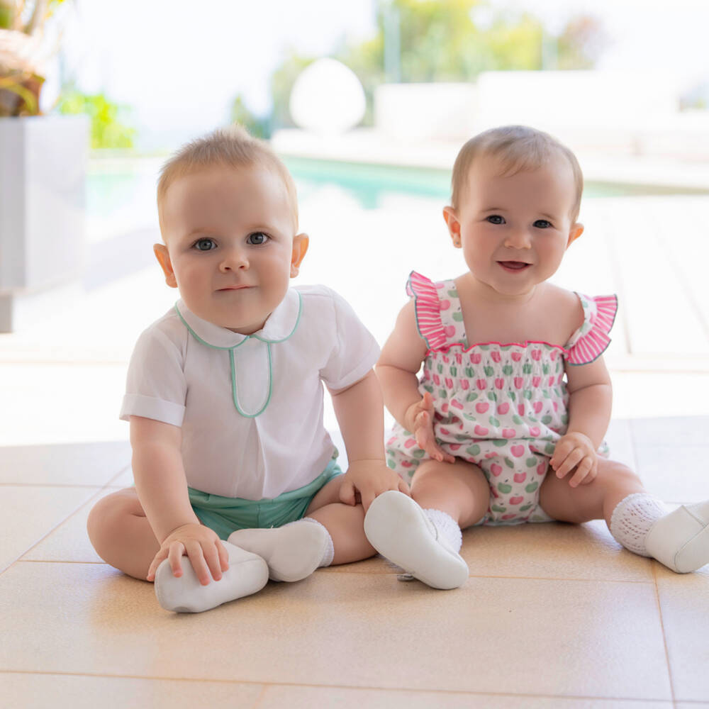 Miranda-White And Green Short Set | Childrensalon Outlet
