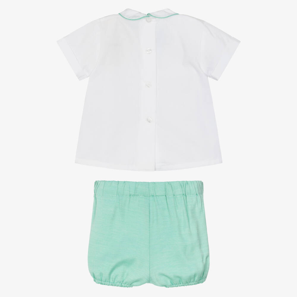 Miranda-White And Green Short Set | Childrensalon Outlet