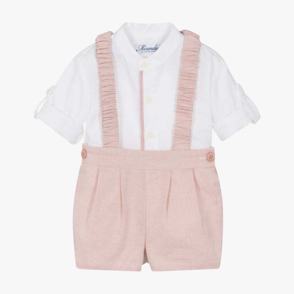 Miranda-White And Pink Short Set | Childrensalon Outlet