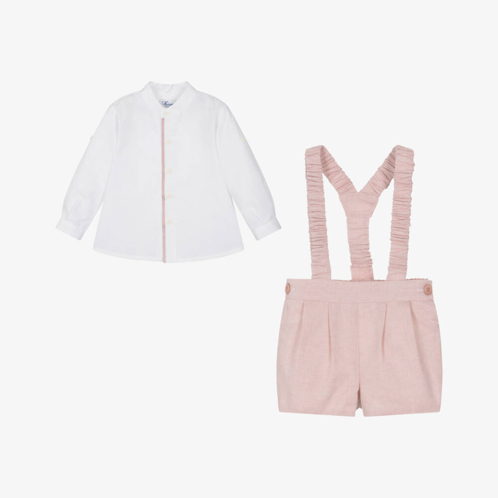 Miranda-White And Pink Short Set | Childrensalon Outlet