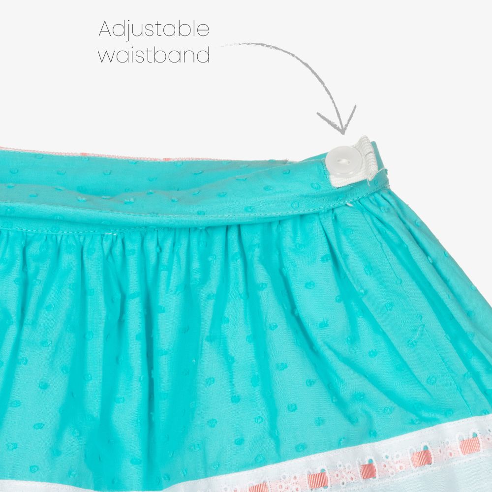 Miranda-Белый топ и голубая юбка из хлопка | Childrensalon Outlet